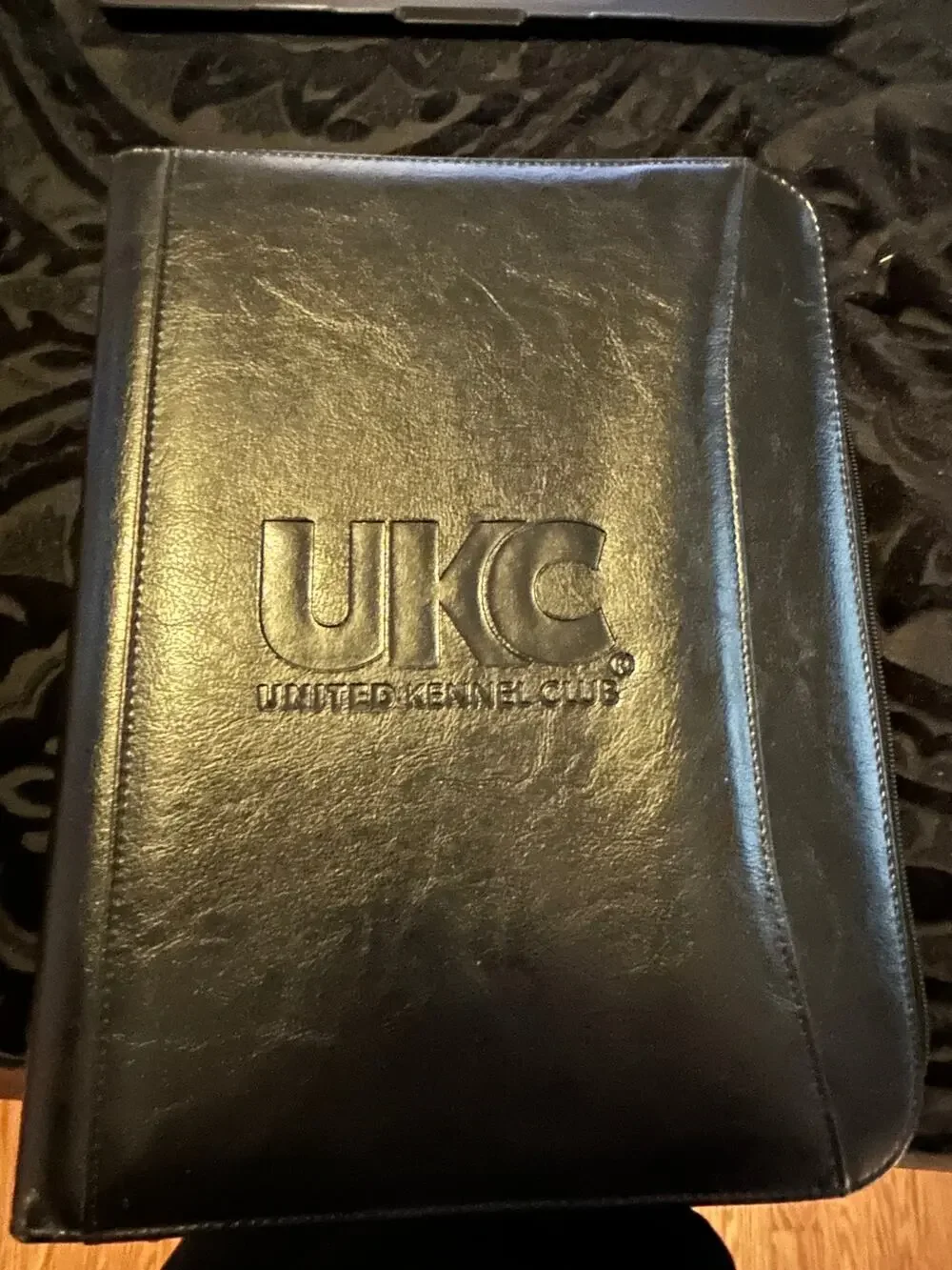 UKC Black Leather Zip Portfolio Binder Organizer Calculator Padfolio